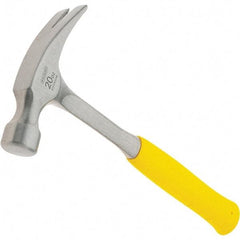 Stanley - 20 oz Head, Curved Claw Hammer - 12.91" OAL, Steel Head, 1.1" Face Diam, Smooth Face, Steel Handle with Grip - Makers Industrial Supply