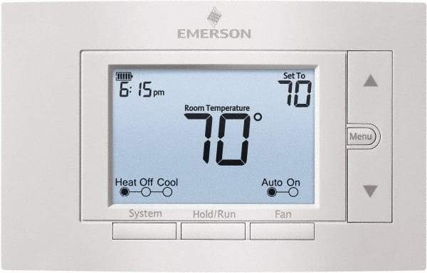 White-Rodgers - 50 to 99°F, 4 Heat, 2 Cool, Digital Programmable Multi-Stage Thermostat - 20 to 30 Volts, 1.77" Inside Depth x 1.77" Inside Height x 5-1/4" Inside Width, Horizontal Mount - Makers Industrial Supply