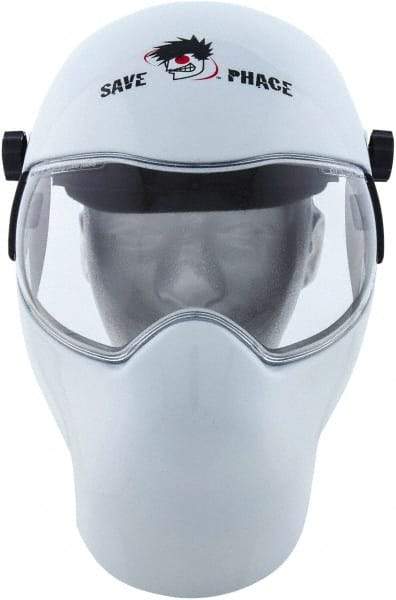 Save Phace - 11" Window Width x 3-3/4" Window Height, 10 Shade Fixed Shade Lens, Fixed Front Welding Helmet - White, Nylon Clear Lens - Makers Industrial Supply