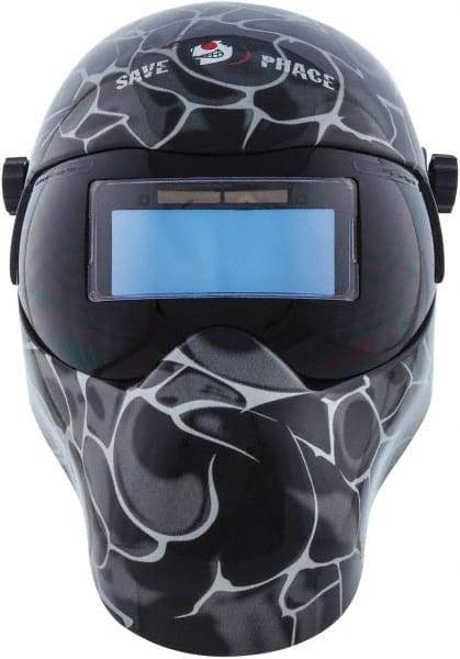 Save Phace - 3.62" Window Width x 1.42" Window Height, 3 to 10 Shade Auto-Darkening Lens, Fixed Front Welding Helmet - Black/Gray, Nylon Green Lens - Makers Industrial Supply