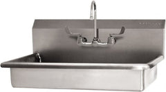 SANI-LAV - 27" Long x 16-1/2" Wide Inside, 1 Compartment, Grade 304 Stainless Steel (2) Person ADA Wash-Station with Manual Faucet - 16 Gauge, 30" Long x 20" Wide x 21-1/2" High Outside, 5-1/2" Deep - Makers Industrial Supply