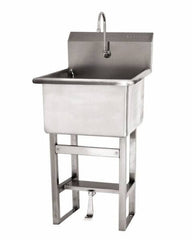 SANI-LAV - 24" Long x 24" Wide Inside, 1 Compartment, Grade 304 Stainless Steel Utility Sink Double Foot Pedal Valve - 14 Gauge, 27" Long x 27-1/2" Wide x 48" High Outside, 12" Deep - Makers Industrial Supply