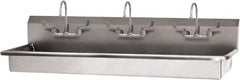 SANI-LAV - 65" Long x 16-1/2" Wide Inside, 1 Compartment, Grade 304 Stainless Steel (2) Person Wash-Station with Electronic Faucet - 16 Gauge, 68" Long x 20" Wide x 21-1/2" High Outside, 5-1/2" Deep - Makers Industrial Supply