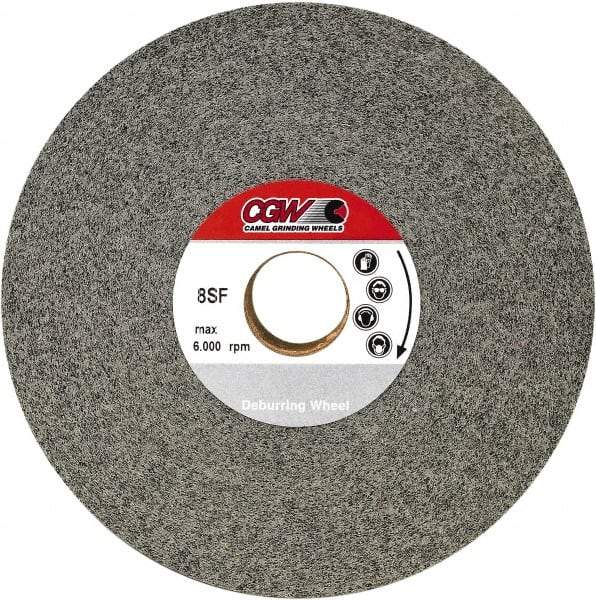 Camel Grinding Wheels - 8" Diam, 1/2" Face Width, 3" Center Hole, Medium Grade, Aluminum Oxide Deburring Wheel - Convolute, Hard Density 8 Grade, 4,500 RPM - Makers Industrial Supply