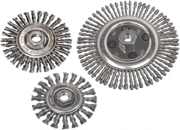 Camel Grinding Wheels - 6-1/2" OD, 5/8-11 Arbor Hole, Stringer Bead Steel Wheel Brush - 6-1/2" Face Width, 1-5/8" Trim Length, 0.02" Filament Diam - Makers Industrial Supply