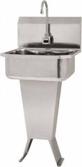 SANI-LAV - 17" Long x 14" Wide Inside, 1 Compartment, Grade 304 Stainless Steel Hand Sink Floor Mount with Double Foot Valve - 18 Gauge, 19" Long x 18" Wide x 46" High Outside, 7" Deep - Makers Industrial Supply