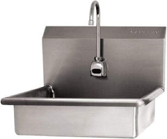 SANI-LAV - 16" Long x 12-1/2" Wide Inside, 1 Compartment, Grade 304 Stainless Steel Hand Sink Wall Mount with Electronic Faucet - 16 Gauge, 19" Long x 16" Wide x 20-1/2" High Outside, 6" Deep - Makers Industrial Supply