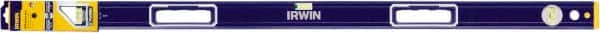 Irwin - Magnetic 48" Long 3 Vial Box Beam Level - Aluminum, Blue/Yellow, 1 Level & 2 Plumb Vials - Makers Industrial Supply