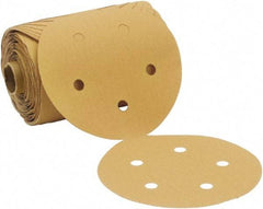 3M - 5" Diam, 220 Grit FEPA, Aluminum Oxide Adhesive PSA Disc - Gold, C Weighted Backing, Flexible, 12,000 Max RPM - Makers Industrial Supply