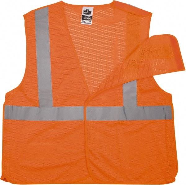 Ergodyne - Size 4X/5XL High Visibility Orange Mesh Breakaway Vest - 58 to 64" Chest, ANSI/ISEA 107, Hook & Loop Closure, 1 Pocket, Polyester - Makers Industrial Supply