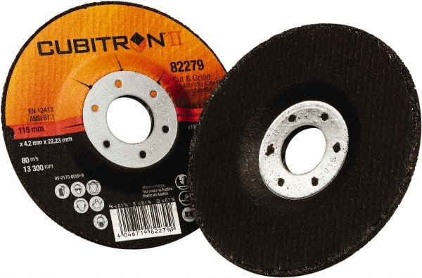 3M - 36 Grit, 4-1/2" Diam x 1/8" Thick x 7/8" Arbor, Type 27 Depressed Center Wheel - Makers Industrial Supply