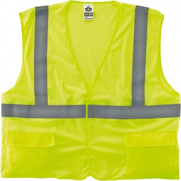 Ergodyne - Size 2X/3XL High Visibility Lime Mesh General Purpose Vest - 52 to 58" Chest, ANSI/ISEA 107, Hook & Loop Closure, 3 Pockets, Polyester - Makers Industrial Supply