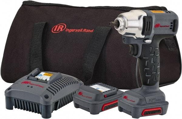 Ingersoll-Rand - 1/4" Drive 12 Volt Pistol Grip Cordless Impact Wrench & Ratchet - 2,700 RPM, 3,300 BPM, 100 Ft/Lb Torque, 2 Lithium-Ion Batteries Included - Makers Industrial Supply