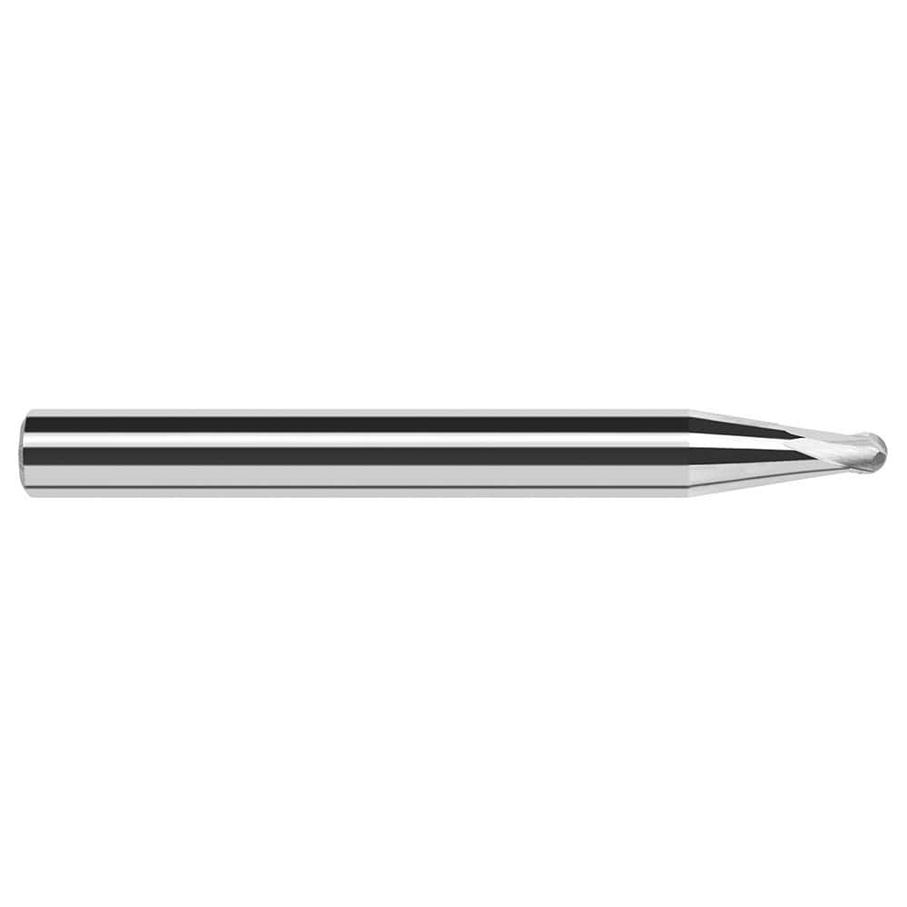 Harvey Tool - Ball End Mills; Mill Diameter (Inch): 1/16 ; Mill Diameter (Decimal Inch): 0.0620 ; Number of Flutes: 2 ; Length of Cut (Decimal Inch): 0.0500 ; Material: Solid Carbide ; Overall Length (Inch): 2-1/2 - Exact Industrial Supply