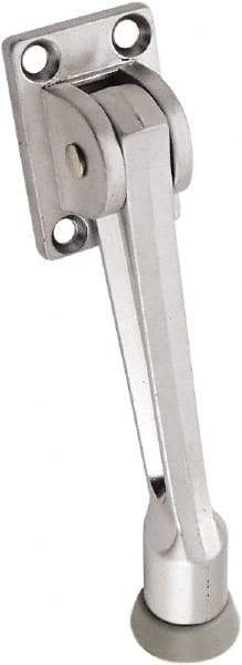 National Mfg. - 5" Projection Kickdown Door Stop - Screw Mount, Satin Chrome Finish - Makers Industrial Supply