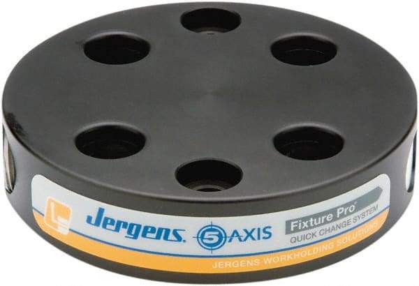 Jergens - Round Aluminum CNC Clamping Pallet - 130mm Diam x 30mm Thick - Makers Industrial Supply