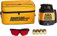 Johnson Level & Tool - 1,500' (Exterior) Measuring Range, 1/8" at 100' Accuracy, Self-Leveling Rotary Laser - 200, 500 RPM, 2 Beams, C Battery Included - Makers Industrial Supply