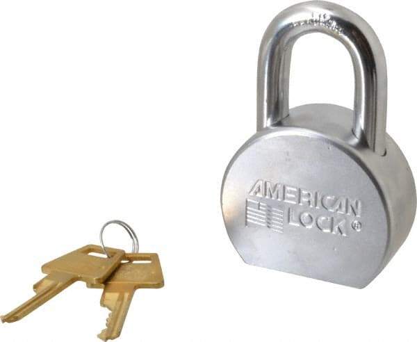 American Lock - 1-1/16" Shackle Clearance, Keyed Different A700 Padlock - 7/16" Shackle Diam, Steel, with Satin Chrome, Triple Plated Finish - Makers Industrial Supply