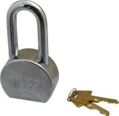 American Lock - 2" Shackle Clearance, Keyed Different A701 Padlock - 7/16" Shackle Diam, Steel, with Satin Chrome, Triple Plated Finish - Makers Industrial Supply