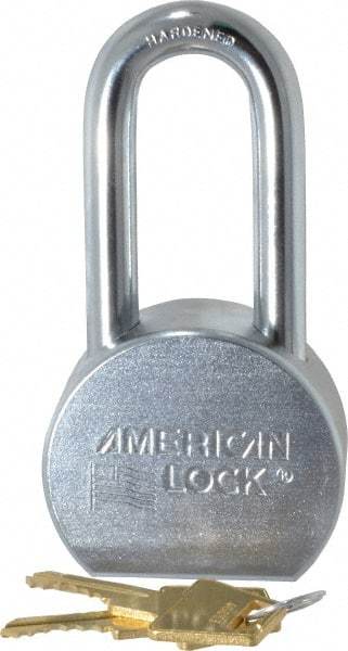 American Lock - 2" Shackle Clearance, Keyed Alike A701 Padlock - 7/16" Shackle Diam, Steel, with Satin Chrome, Triple Plated Finish - Makers Industrial Supply