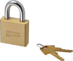 American Lock - 1-1/8" Shackle Clearance, Keyed Different A5570 Padlock - 3/8" Shackle Diam, Steel & Brass, with Solid Extruded Brass Finish - Makers Industrial Supply