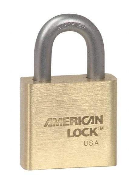 American Lock - 3" Shackle Clearance, Keyed Alike A5572 Padlock - 3/8" Shackle Diam, Steel & Brass, with Solid Extruded Brass Finish - Makers Industrial Supply