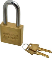 American Lock - 2" Shackle Clearance, Keyed Different A5571 Padlock - 3/8" Shackle Diam, Steel & Brass, with Solid Extruded Brass Finish - Makers Industrial Supply