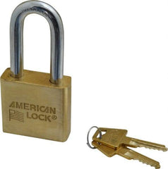 American Lock - 2" Shackle Clearance, Keyed Alike A5571 Padlock - 3/8" Shackle Diam, Steel & Brass, with Solid Extruded Brass Finish - Makers Industrial Supply