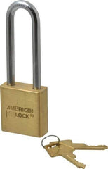 American Lock - 3" Shackle Clearance, Keyed Different A5562 Padlock - 5/16" Shackle Diam, Steel & Brass, with Solid Extruded Brass Finish - Makers Industrial Supply