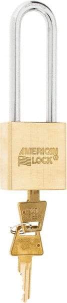 American Lock - 3" Shackle Clearance, Keyed Alike A5562 Padlock - 5/16" Shackle Diam, Steel & Brass, with Solid Extruded Brass Finish - Makers Industrial Supply