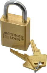 American Lock - 1" Shackle Clearance, Keyed Different A5530 Padlock - 1/4" Shackle Diam, Steel & Brass, with Solid Extruded Brass Finish - Makers Industrial Supply