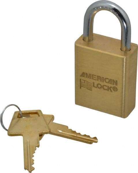 American Lock - 1" Shackle Clearance, Keyed Alike A5530 Padlock - 1/4" Shackle Diam, Steel & Brass, with Solid Extruded Brass Finish - Makers Industrial Supply