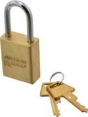 American Lock - 1-1/2" Shackle Clearance, Keyed Different A5531 Padlock - 1/4" Shackle Diam, Steel & Brass, with Solid Extruded Brass Finish - Makers Industrial Supply