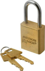 American Lock - 1-1/2" Shackle Clearance, Keyed Alike A5531 Padlock - 1/4" Shackle Diam, Steel & Brass, with Solid Extruded Brass Finish - Makers Industrial Supply