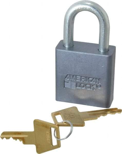 American Lock - 1-1/16" Shackle Clearance, Keyed Alike A10 Padlock - 5/16" Shackle Diam, Aluminum, with Solid Aluminum Finish - Makers Industrial Supply