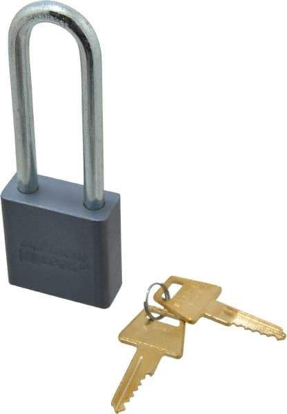 American Lock - 3" Shackle Clearance, Keyed Alike A12 Padlock - 5/16" Shackle Diam, Aluminum, with Solid Aluminum Finish - Makers Industrial Supply