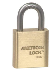 American Lock - 1-1/16" Shackle Clearance, Keyed Alike A5560 Padlock - 5/16" Shackle Diam, Steel & Brass, with Solid Extruded Brass Finish - Makers Industrial Supply