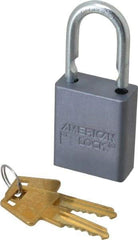 American Lock - 1" Shackle Clearance, Keyed Different A30 Padlock - 1/4" Shackle Diam, Aluminum, with Solid Aluminum Finish - Makers Industrial Supply