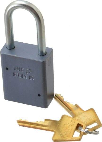 American Lock - 1-1/2" Shackle Clearance, Keyed Alike A31 Padlock - 1/4" Shackle Diam, Aluminum, with Solid Aluminum Finish - Makers Industrial Supply