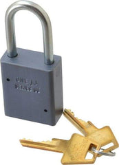 American Lock - 1-1/2" Shackle Clearance, Keyed Alike A31 Padlock - 1/4" Shackle Diam, Aluminum, with Solid Aluminum Finish - Makers Industrial Supply