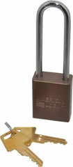 American Lock - Keyed Alike Conductive Lockout Padlock - 3" Shackle Clearance, 1/4" Shackle Diam, 1.8" Body Height x 1-1/2" Body Width, Brown, 5 Pins - Makers Industrial Supply