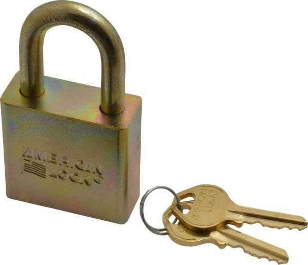 American Lock - 1-1/16" Shackle Clearance, Keyed Alike A5200GLN Padlock - 5/16" Shackle Diam, Steel, with Solid Steel Finish - Makers Industrial Supply