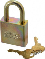 American Lock - 1-1/8" Shackle Clearance, Keyed Alike A5200GLN Padlock - 5/16" Shackle Diam, Steel, with Solid Steel Finish - Makers Industrial Supply