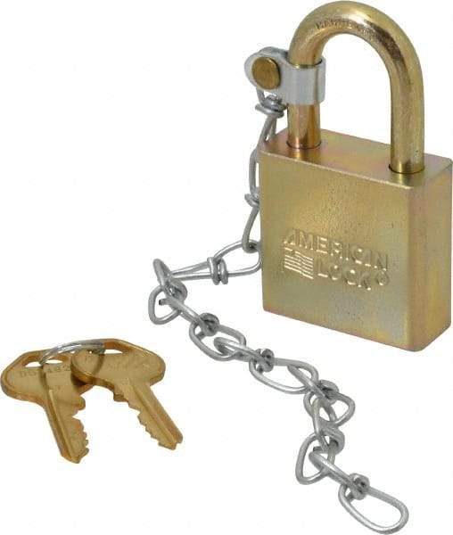 American Lock - 1-1/8" Shackle Clearance, Keyed Alike A5200GLWN Padlock - 5/16" Shackle Diam, Steel, with Solid Steel Finish - Makers Industrial Supply