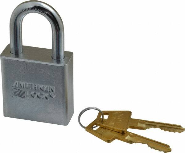 American Lock - 1-1/8" Shackle Clearance, Keyed Different A6200 Padlock - 5/16" Shackle Diam, Steel, with Solid Steel Finish - Makers Industrial Supply