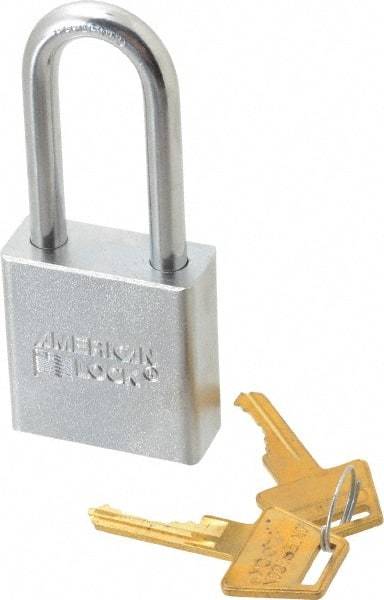 American Lock - 2" Shackle Clearance, Keyed Different A6201 Padlock - 5/16" Shackle Diam, Steel, with Solid Steel Finish - Makers Industrial Supply