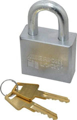 American Lock - 1-1/8" Shackle Clearance, Keyed Alike A50 Padlock - 3/8" Shackle Diam, Steel, with Solid Steel Finish - Makers Industrial Supply