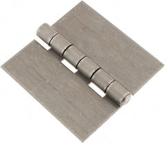 Made in USA - 6" Wide x 3/16" Thick, Blank Butt Hinge - Steel, Plain Finish - Makers Industrial Supply