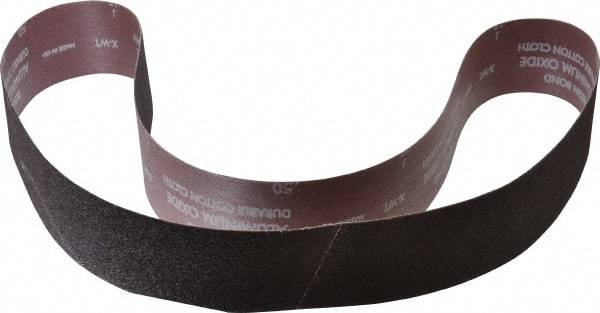 Norton - 2-1/2" Wide x 60" OAL, 50 Grit, Aluminum Oxide Abrasive Belt - Aluminum Oxide, Coarse, Coated, X Weighted Cloth Backing, Series R228 - Makers Industrial Supply