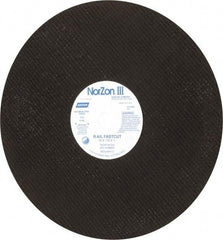 Norton - 16" 24 Grit Zirconia Alumina Cutoff Wheel - 1/8" Thick, 1" Arbor, 4,800 Max RPM, Use with Electric & Gas Powered Saws - Makers Industrial Supply